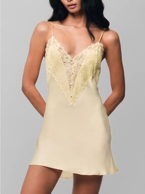Guizio Nova Mini Slip Dress in Honey Butter